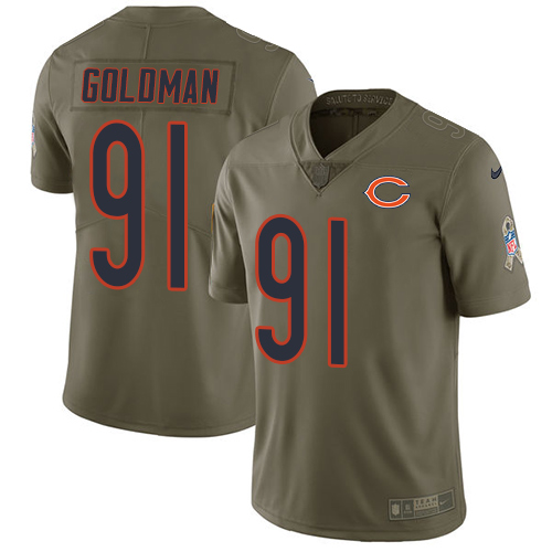Nike Bears #91 Eddie Goldman Olive Men's Stitched NFL Limited Salute To Service Jersey - Click Image to Close